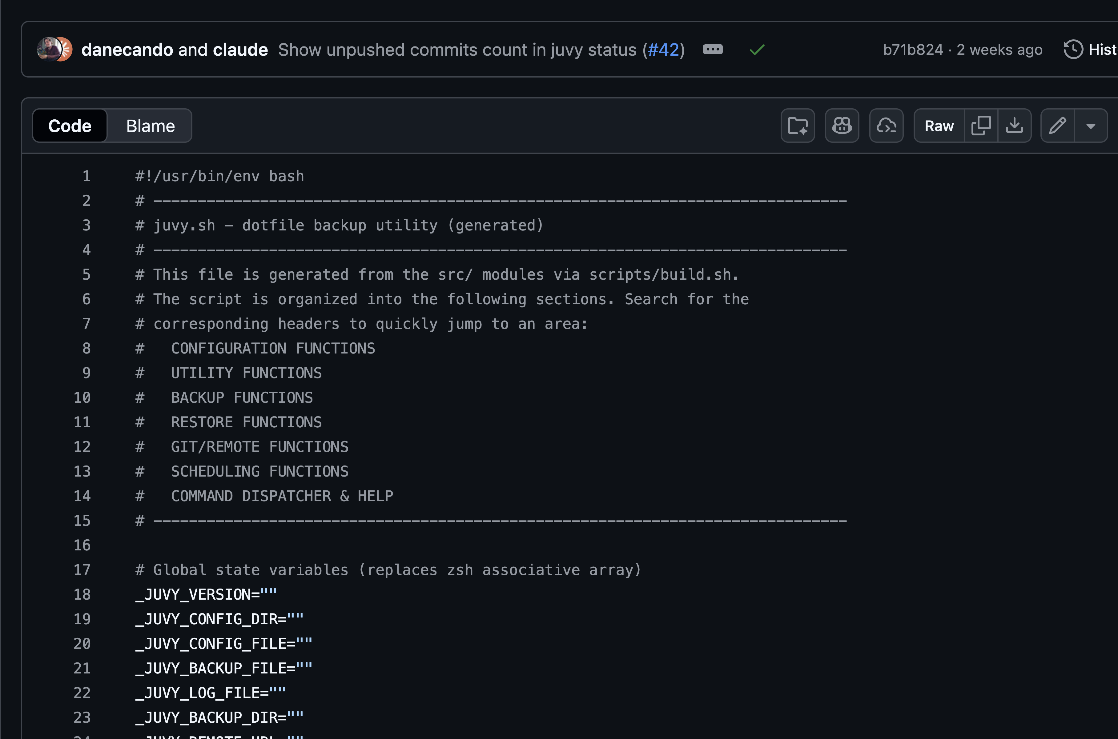 Screenshot of juvy source code